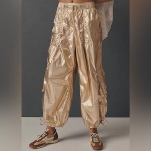 NWT! Daily Practice by Anthropologie Metallic Base Jump Parachute Pants - XL 🦖